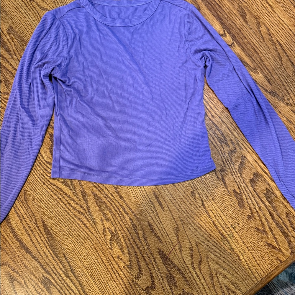 Blue Fitted Long Sleeve T-Shirt